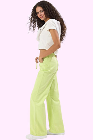 Kadın Pamuk Denim Pantolon Normal Bel Geniş Paça Rahat Günlük Stil Yaz Aylarının Vazgeçilmezi