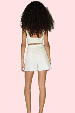 Kadın Kısa Boy Mom Fit Denim Şort Renk Pamuk Günlük Kombinler İçin İdeal Dayanıklı Malzeme