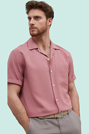 Erkek Regular Fit Kısa Kollu Basic Gömlek Keten Viskoz Günlük Kullanım İçin Mükemmel Seçim