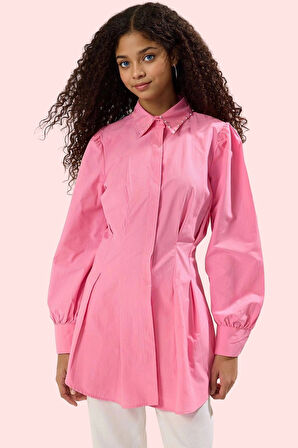 Kadın İncili Detaylı Belden Oturan Gömlek Ramadan Koleksiyonu Günlük Yaz Aylarının Vazgeçilmezi