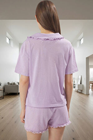 Rahat Yazlık Hamile Pijama Takımı Kısa Kol Dantelli Pamuklu Özel Tasarım Konforlu Kesim