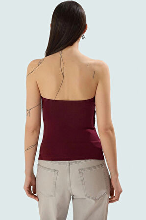 Nefes Alan Pamuklu Straplez Bluz Fitted Kalıp Renk Yazlık Uzun Ömürlü Trend Tasarım