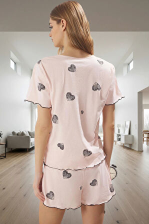 Kalpli Desenli Pamuklu Pijama Takımı Rahat ve Şık Ev Giyim Kaliteli İşçilik