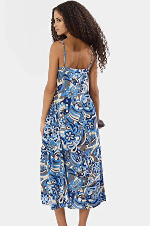 Şık Viskoz Midi Elbise Geometrik Desen Düz Kesim Günlük Yazlık Profesyonel Görünüm Yüksek Kalite