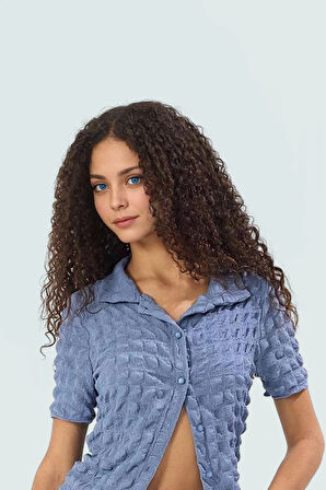 Rahat ve Şık Gofre Örme Bluz Günlük Kombinleriniz İçin Modern Stil Trend Tasarım