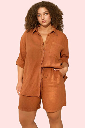 Kadın Keten Geniş Paça Şort Kısa Boy Büyük Beden Rahat Tasarım Günlük Kullanım Özel Günler