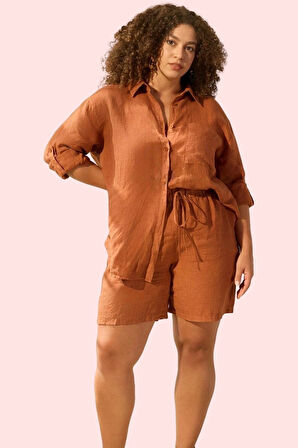 Kadın Keten Geniş Paça Şort Kısa Boy Büyük Beden Rahat Tasarım Günlük Kullanım Özel Günler