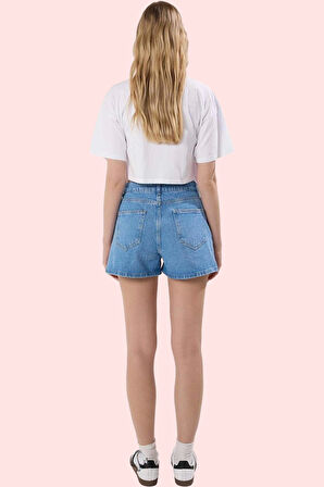 Kadın Pamuklu Denim Şort Normal Bel Düz Desen Günlük Kullanım Hafta Sonu Dayanıklı Malzeme