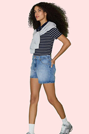 Kadın Pamuklu Denim Şort Düz Desen Rahat Günlük Yazlık Hafta Sonu Yaz Aylarının Vazgeçilmezi