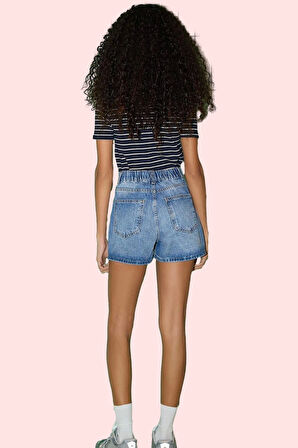 Kadın Pamuklu Denim Şort Düz Desen Rahat Günlük Yazlık Hafta Sonu Yaz Aylarının Vazgeçilmezi