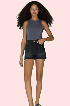 Kadın Denim Şort Yüksek Bel Geniş Paça Casual Yaz Kombinleri Günlük Kullanım Modern Tasarım