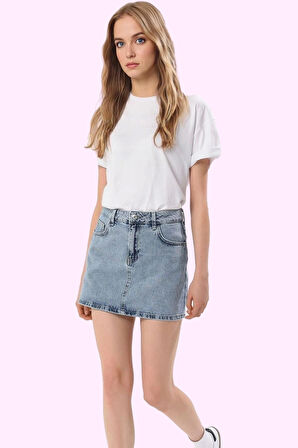 Kadın Denim Kısa Etek Pamuk Günlük Casual Yaz