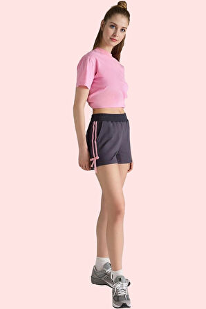 Kadın Spor Şort Renk Bloklu Desen Biyeli Kısa Boy Günlük Kullanım Yaz Aylarının Vazgeçilmezi