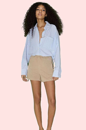 Kadın Pamuklu Denim Şort Rahat Kesim Geniş Paça Günlük Kullanım Yaz Aylarının Vazgeçilmezi