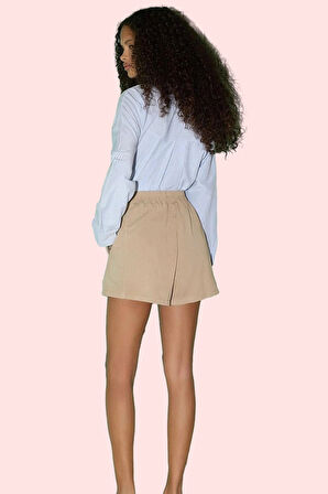 Kadın Pamuklu Denim Şort Rahat Kesim Geniş Paça Günlük Kullanım Yaz Aylarının Vazgeçilmezi