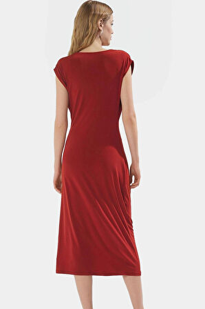 Yazlık Midi Elbise Nefes Alan Örme Kumaş Bodycon Kalıp Kruvaze Rahat Ve Şık Görünüm