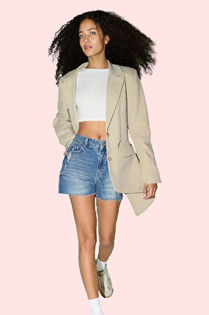 Kadın Denim Şort Pamuk Rahat Kesim Yaz Aylarının Vazgeçilmezi Günlük Kullanım Modern Tasarım