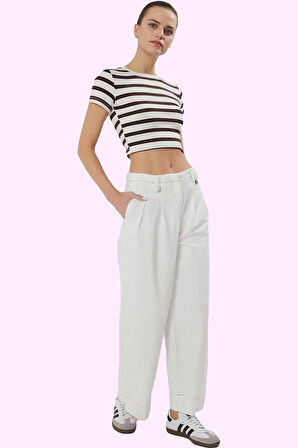 Kadın Pamuk Regular Pantolon Geniş Paça Wide Leg Günlük Stil Hafta Sonu Yaz Aylarının Vazgeçilmezi