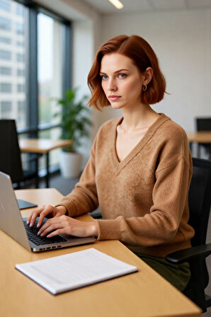 Modern Kadın Oversize V Yaka Triko Düz Düşük Kol Günlük Basic Kışlık Alpaka Karışımlı Kazak