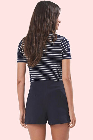 Kadın Yüksek Bel Boru Paça Bermuda Şort Günlük Kombinler İçin Rahat Ve Şık Kaliteli Malzeme