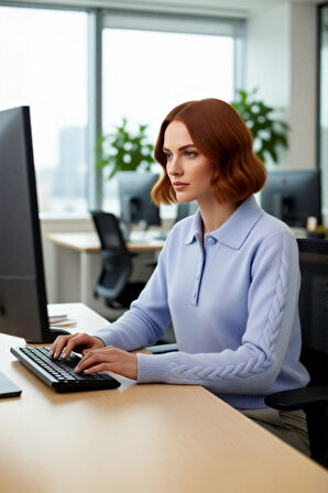 Kadın Şık ve Konforlu Günlük Regular Kalıp Polo Yaka Saç Örgü Triko Kışlık Kazak Kaliteli