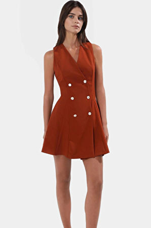 Kolsuz Finike Dokuma Mini Elbise 88% Polyester 12% Elastan Trend Tasarım