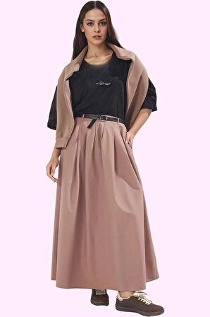 Kadın A line Terrycotton Dokuma Maxi Etek Rahat Günlük Stil Hafta Sonu Yaz Aylarının Vazgeçilmezi