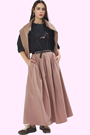 Kadın A line Terrycotton Dokuma Maxi Etek Rahat Günlük Stil Hafta Sonu Yaz Aylarının Vazgeçilmezi