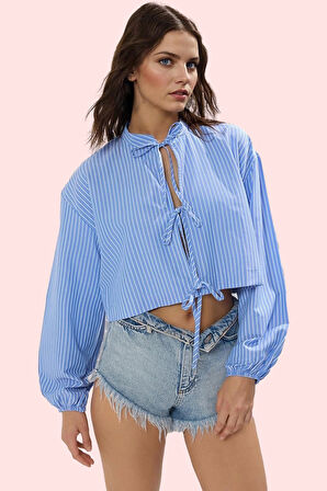 Kadın Basic Crop Gömlek Pamuk Plaj Kombinleri İçin Günlük Kullanım Yaz Aylarının Vazgeçilmezi