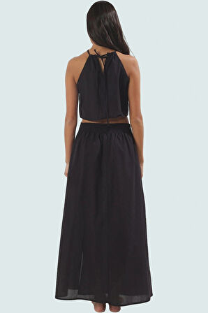 Viskoz Dokuma Plaj Bluz Etek Takımı Çok Desenli Reglan Kol Yazlık Mükemmel Uyum