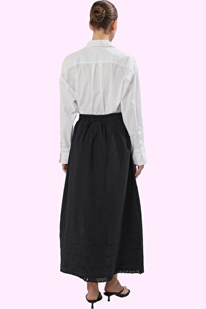 Kadın Gabardin Maxi Etek Dantel Detay Casual Günlük Kombinler Hafta Sonu Dayanıklı Malzeme