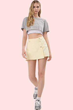 Kadın Pamuklu Denim Şort Etek Parça Boya Casual Stil Yüksek Bel Yaz Aylarının Vazgeçilmezi