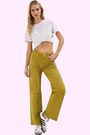 Kadın Düz Desen Wide Leg Pantolon Pamuk Rahat Günlük Stil Hafta Sonu Yaz Aylarının Vazgeçilmezi