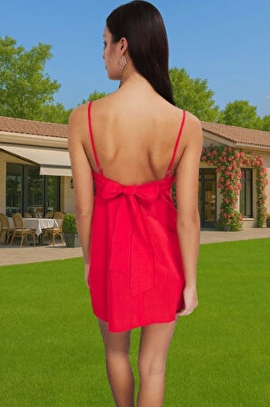 Rahat Yazlık Mini A line Bağcıklı Pamuklu Elbise Rahat Ve Şık Modern Stil Profesyonel Görünüm