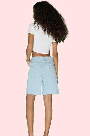 Kadın Rahat Kesim Denim Bermuda Şort Pamuk Yaz Günlük Kombin Hafta Sonu Stilin Buluştuğu Yer