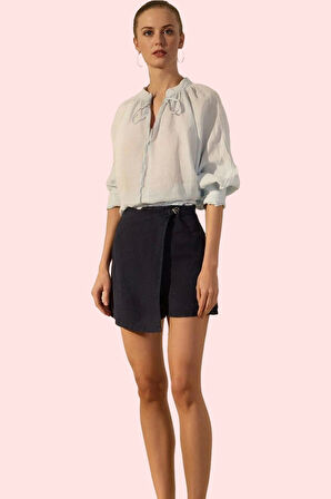 Kadın Keten Şort Etek Yüksek Bel Geniş Paça Rigid Dokuma Günlük Kullanım Dayanıklı Malzeme