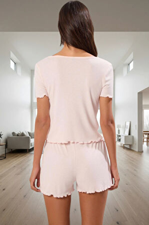 Dantel Detaylı Viskoz Pijama Takımı Rahat Şık ve Nefes Alabilir Dayanıklı Malzeme