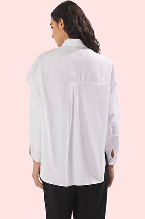 Kadın Fiyonk Detaylı Uzun Kollu Gömlek Pamuk Günlük Stil Hafta Sonu Yaz Aylarının Vazgeçilmezi