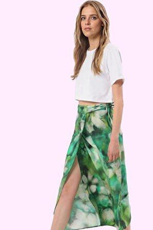 Kadın Batik Desenli Sarong Etek Lilyum Dokuma Yazlık Casual Günlük Kullanım Modern Tasarım