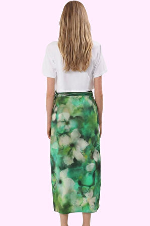 Kadın Batik Desenli Sarong Etek Lilyum Dokuma Yazlık Casual Günlük Kullanım Modern Tasarım