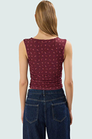 Fitted Kolsuz Örme Bluz Renk Kare Yaka Tül Kumaş Kaliteli İşçilik Günlük Kullanım İçin