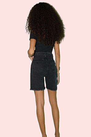 Kadın Denim Şort Pamuk Yüksek Bel City Short Rahat Günlük Stil Hafta Sonu Kaliteli Malzeme
