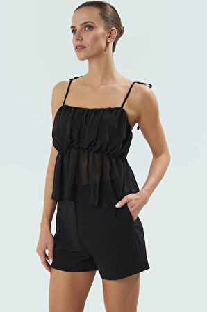 Crop Şifon Bluz Rahat Nefes Alan İnce Askılı Yazlık Yüksek Kalite Günlük Kullanım İçin