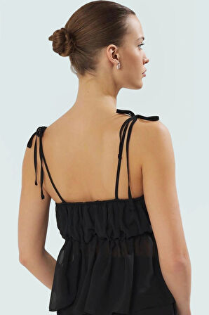 Crop Şifon Bluz Rahat Nefes Alan İnce Askılı Yazlık Yüksek Kalite Günlük Kullanım İçin