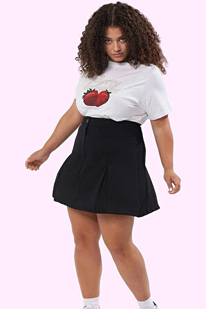 Büyük Beden Kadın Şort Etek A line Finike Dokuma Yazlık Günlük Hafta Sonu Kaliteli Malzeme