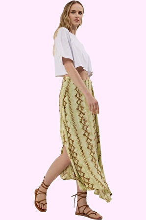 Kadın Çok Animal Desenli Maxi Etek Rahat Günlük Yazlık Şık Hafta Sonu Yaz Aylarının Vazgeçilmezi