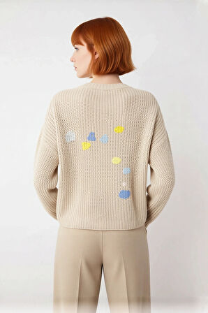 Kadınlara Özel Basic Çizgili Oversize Triko Kazak Bisiklet Yaka Uzun Düşük Kol Kış Şıklığı