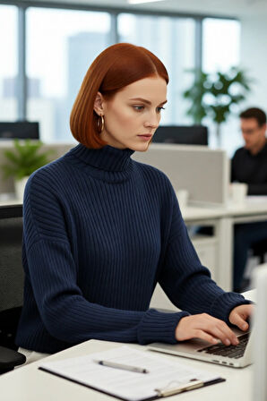 Kadın Oversize Super Crop Balıkçı Yaka Kışlık Triko Kazak Uzun Kollu Rahat Ve Şık Stil Kaliteli