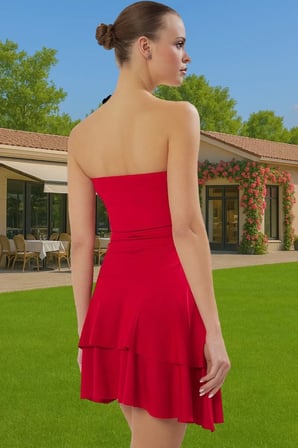 A Kesim Straplez Mini Örme Elbise Polyester Elastan Yazlık Seçkin Malzeme Günlük Kullanım İçin