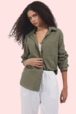 Kadın Pamuklu Düz Desenli Uzun Kollu Basic Gömlek Rahat Günlük Stil Yaz Aylarının Vazgeçilmezi